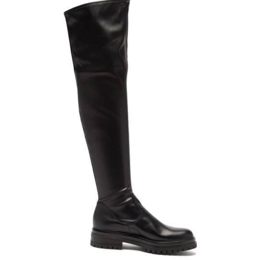 Gianvito Rossi Marsden Zip-Front Leather Over-The-Knee Boots